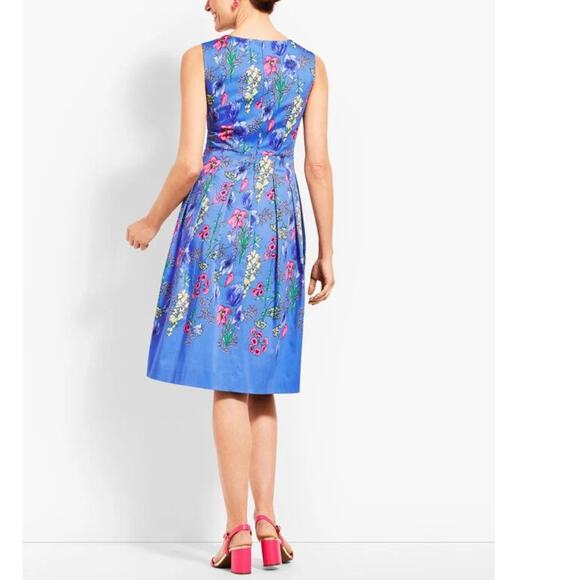 TALBOTS 6P Dress Floral Scalloped Neckline Blue Fit and Flare - Picture 15 of 15